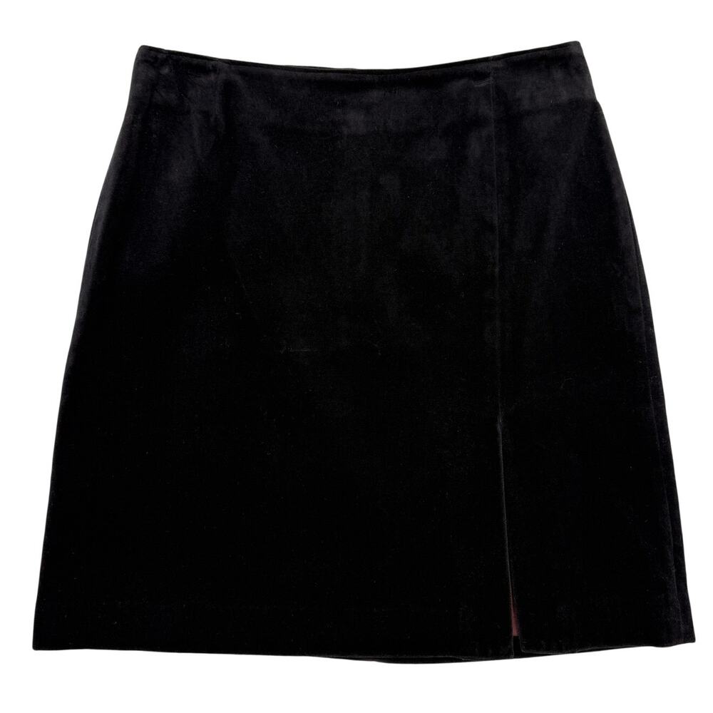 Gap Black Velvet Mini Skirt Size 8 Vintage Late 90s Cotton Straight Pencil